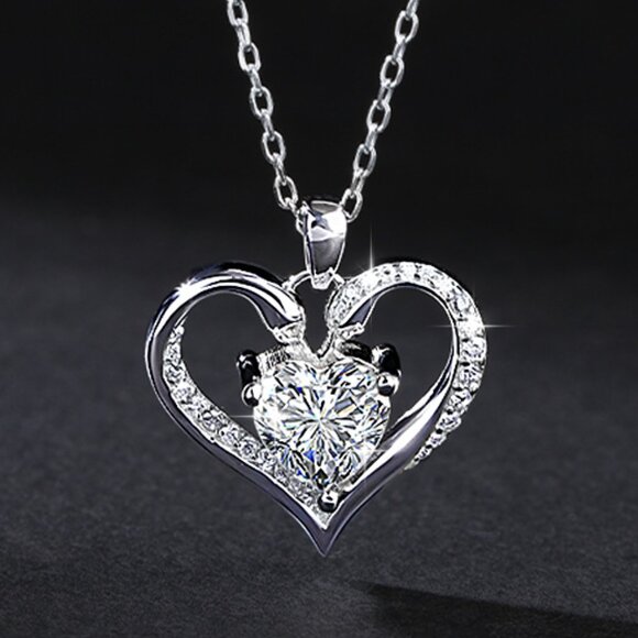 NEW Certified 2ct. t.w.Dazzling Moissanite Heart Pendant Necklace (Eternal Love) - Picture 1 of 5